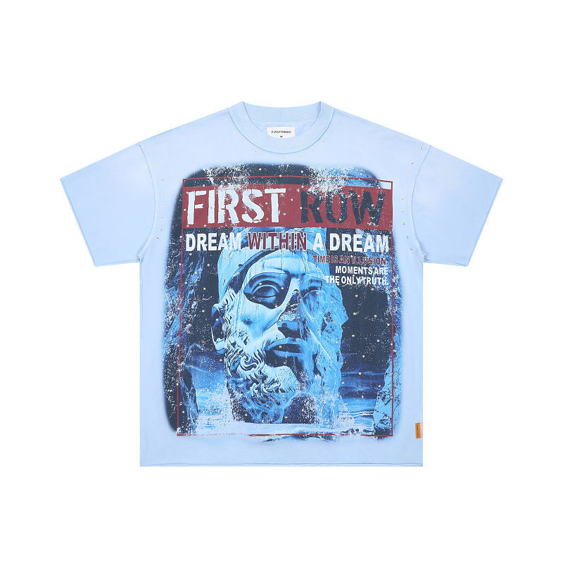 F512# P73 FIRST ROW LOST UTOPIA RUINS DREAM CROPPED TEE美国潮牌白墨直喷高品质烫钻短袖T恤