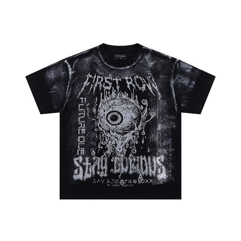 F106# P58 FIRST ROW STAY CURIOUS EYEBALL FOIL TEE街头潮牌短袖