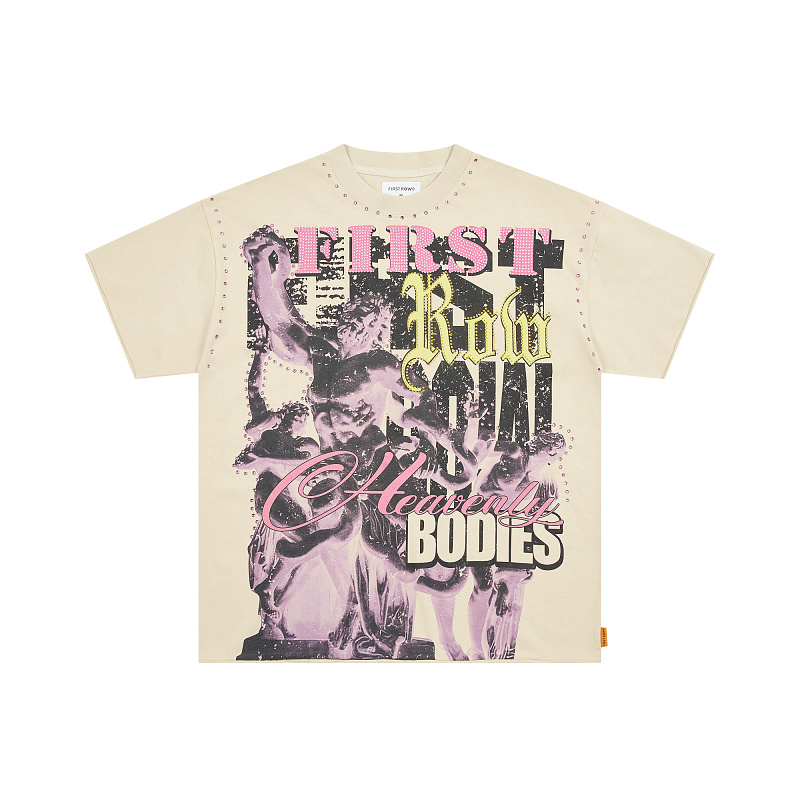 F521# P73 FIRST ROW Heavenly Bodies Crop Tee 烫钻时尚短袖T恤