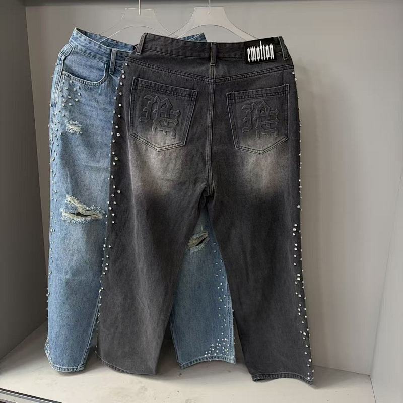 EM146 P128 钻石磨破长裤 S-XXL