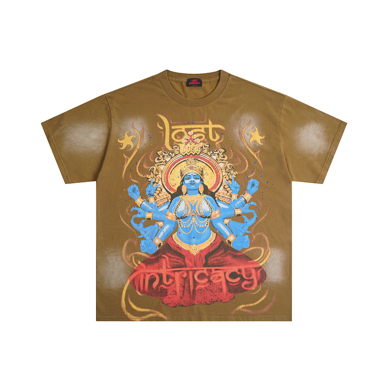 L131# P66 Divine Lost intricacy T-Shirt 2026最新时尚潮牌烫钻短袖T恤