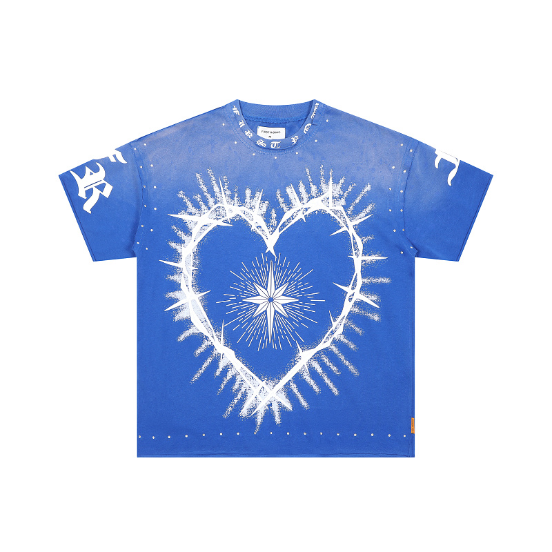 F806# P76 First Row A Sacred Vow Heart 2026ss最新时尚潮牌烫钻拉浆高品质短袖T恤