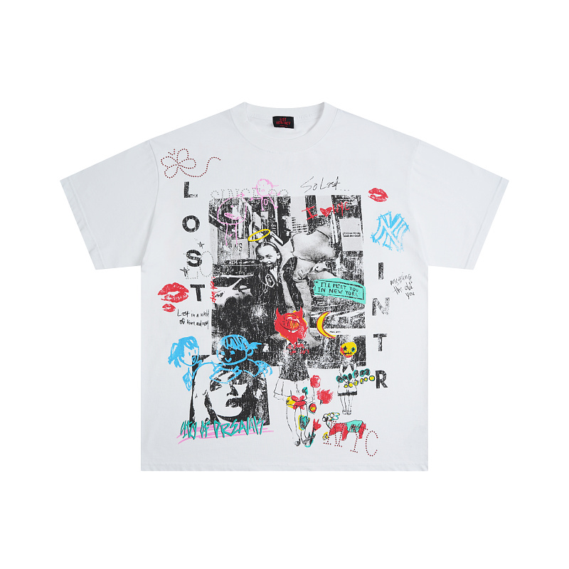 L125# P66 Lost intricacy Noahs Ark T-Shirt 2025最新款欧美潮牌前后烫钻短袖T恤